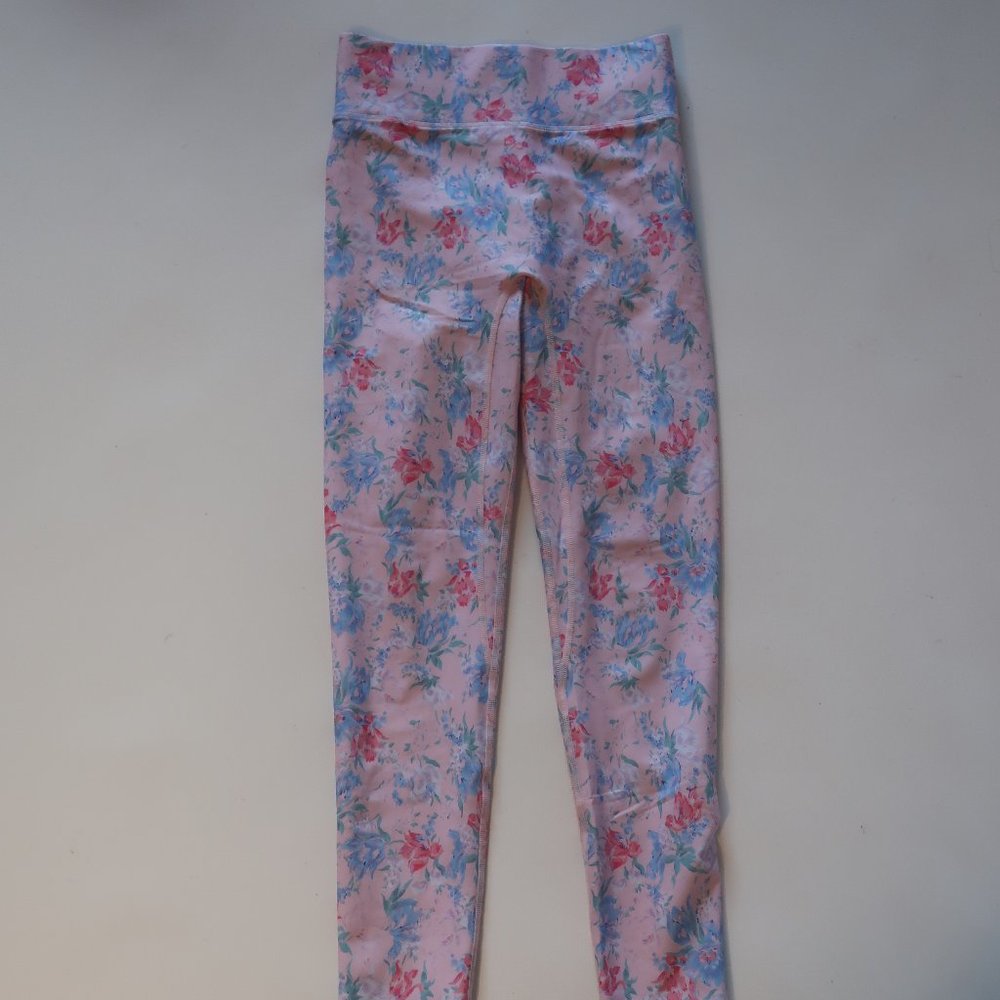 Womens LoveShackFancy Pink Blue Floral Print Leggings XS *